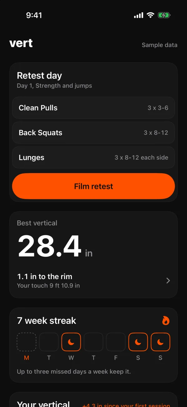 Home: 7 week streak, up to three missed days a week keep it